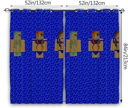 Amazon Co Jp Wbfuli Minecraft カーテン2枚1レベルシェーディングドレープカーテン遮光カーテン断熱日焼け止め昼と夜カバー省エネuv保護フックタイプ 服 ファッション小物
