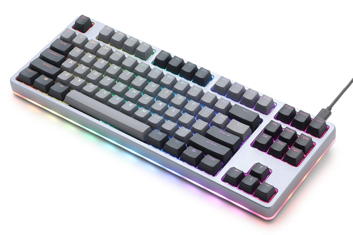 DROP CTRL High-Profile Mechanical Keyboard — Tenkeyless TKL (87 Key) Gaming Keyboard, Hot-Swap Switches, Programmable, Backlit RGB LED, USB-C, Doubleshot PBT, Aluminum (Gray, Kaihua Box White)