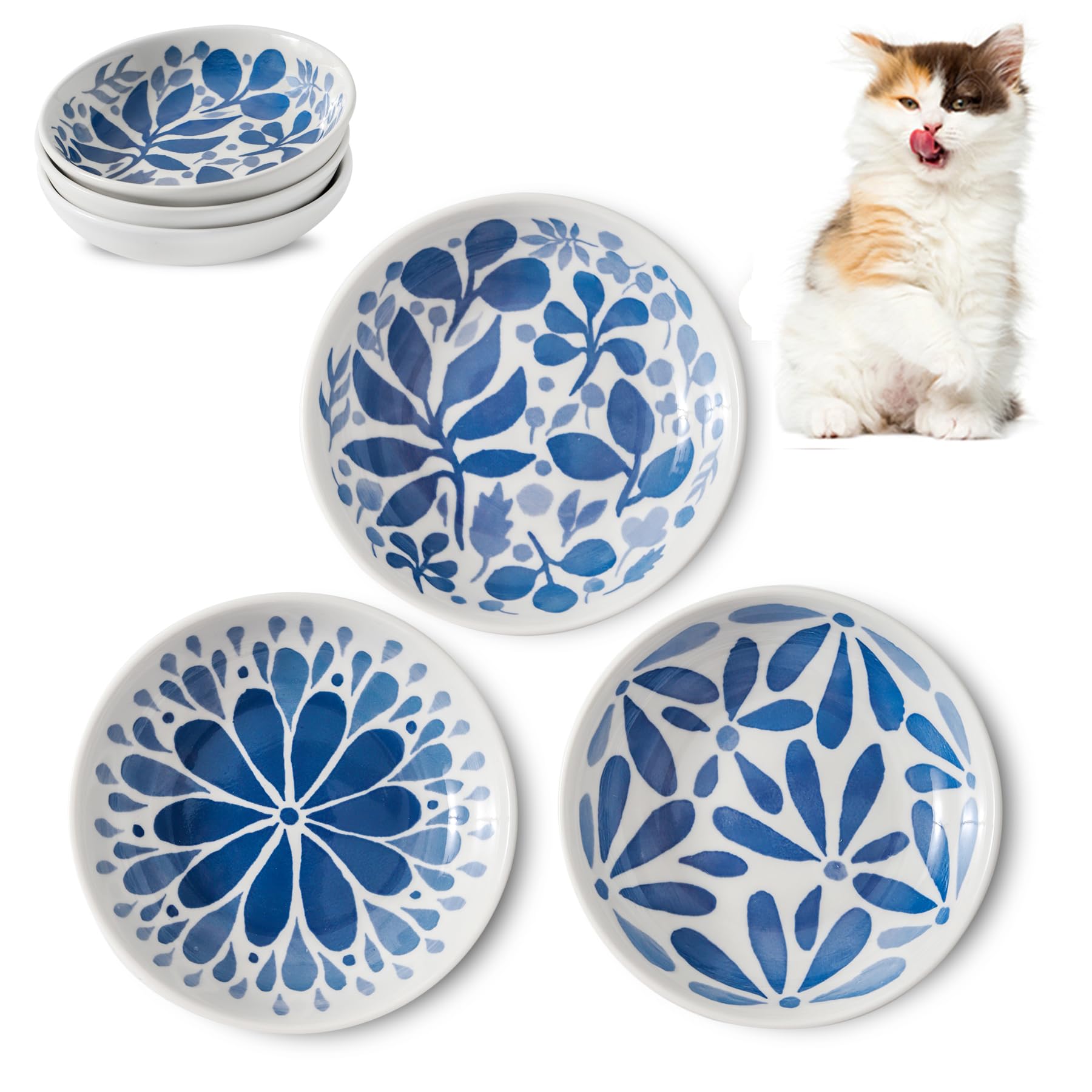Photo 1 of 3 Ceramic Cat Bowls,5.5 inch Wide Shallow Cat Food Bowl for Relief Whisker Fatigue