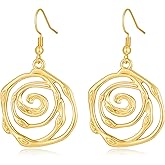 SHANTYSON Swirl Earrings for Women Gold Plated Boho Spiral Cicrle Round Geometric Drop Dangle Earring Country Style Jewelry Gifts