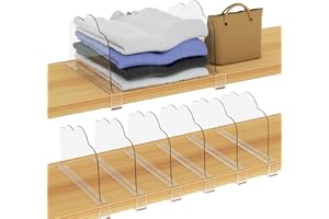 Shruy 6 Pack Shelf Dividers for Closet Organization Acrylic Purse Organizer Clear Closet Dividers Perfect for Clothes Sweater Shirts Handbags Kitchen Office Cabinets Bookshelf Bathroom