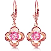 1.1 CTW 14k Solid Rose Gold Leverback Earrings Natural Pink Topaz