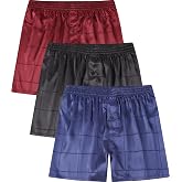 Jveyvth Men's Satin Boxers Shorts Silk Boxers Underwear 3Pack | with Button Fly,Silky,Smooth Touch,Lightweight Silky Fabric,Elastic Waistband,No Pocket,comfort for sleep and lounging