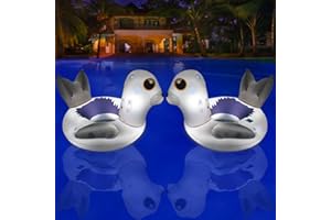 KSHEAT Inflatable Pool Floats Adult Sea Lion Swim Ring with Lights, Solar Powered 51" Animal Pool Floats Swimming Pool Tubes, Beach Lake Floaties for Adults Water Relaxation with Cup Holder