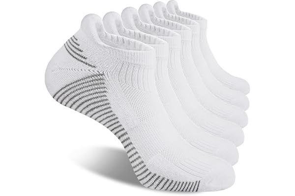 Men's Breathable Cotton Athletic Ankle Socks Moisture Wicking Low Cut Running Cushioned Tab Sports Short Thick Socks 6 Pairs