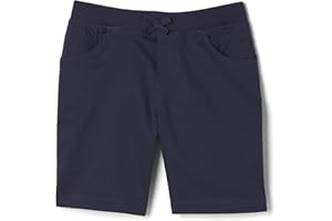 French Toast Girls Pull On Stretch Tie Front Twill Short with Knit Waistband