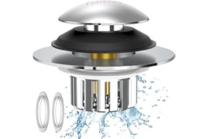 Fzaqwen Upgraded Pop Up Universal Bathtub Drain Stopper - 3 in 1 Tub Stopper Bathtub Drain Plug Hair Catcher with Effective Filter Basket, Anti-Clogging for 1.38-1.8" Bath Drain Hole
