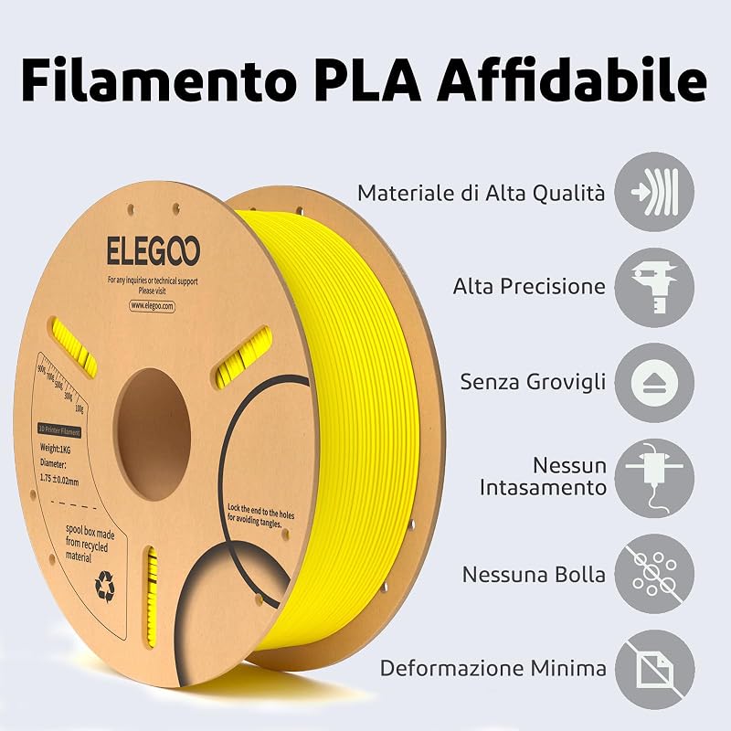 PLA Filamento Stampante 3D 1.75mm Giallo 1KG
