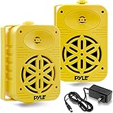 PyleUsa Bluetooth Indoor Outdoor Speakers Pair-500Watt Dual Waterproof 5.25” 2-Way Full Range Speaker System w/ 1/2”High Compliance Polymer Tweeter-Home, Boat, Marine, Deck,Patio,Poolside - PDWRBT56YL