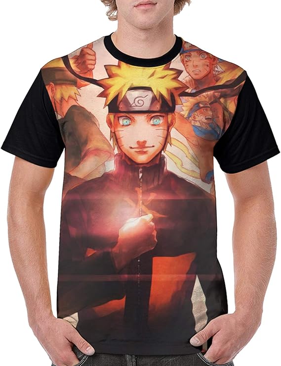 Men T-Shirt Anime Naruto Design 3D Printed Tees Tops Black | Amazon.com