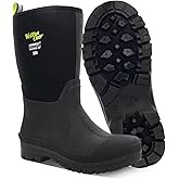 Western Chief Men's 365 Neoprene Rain Boots for Men - 100% Waterproof Rubber Boots for Men with Anti-Slip Outsole - Cold-Rated Muck Boots for Women for All-Weather Protection, Mid, Black, 13