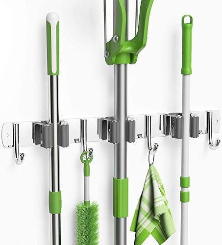 Orchid M broom holder wall mount-stainless steel mop and broom