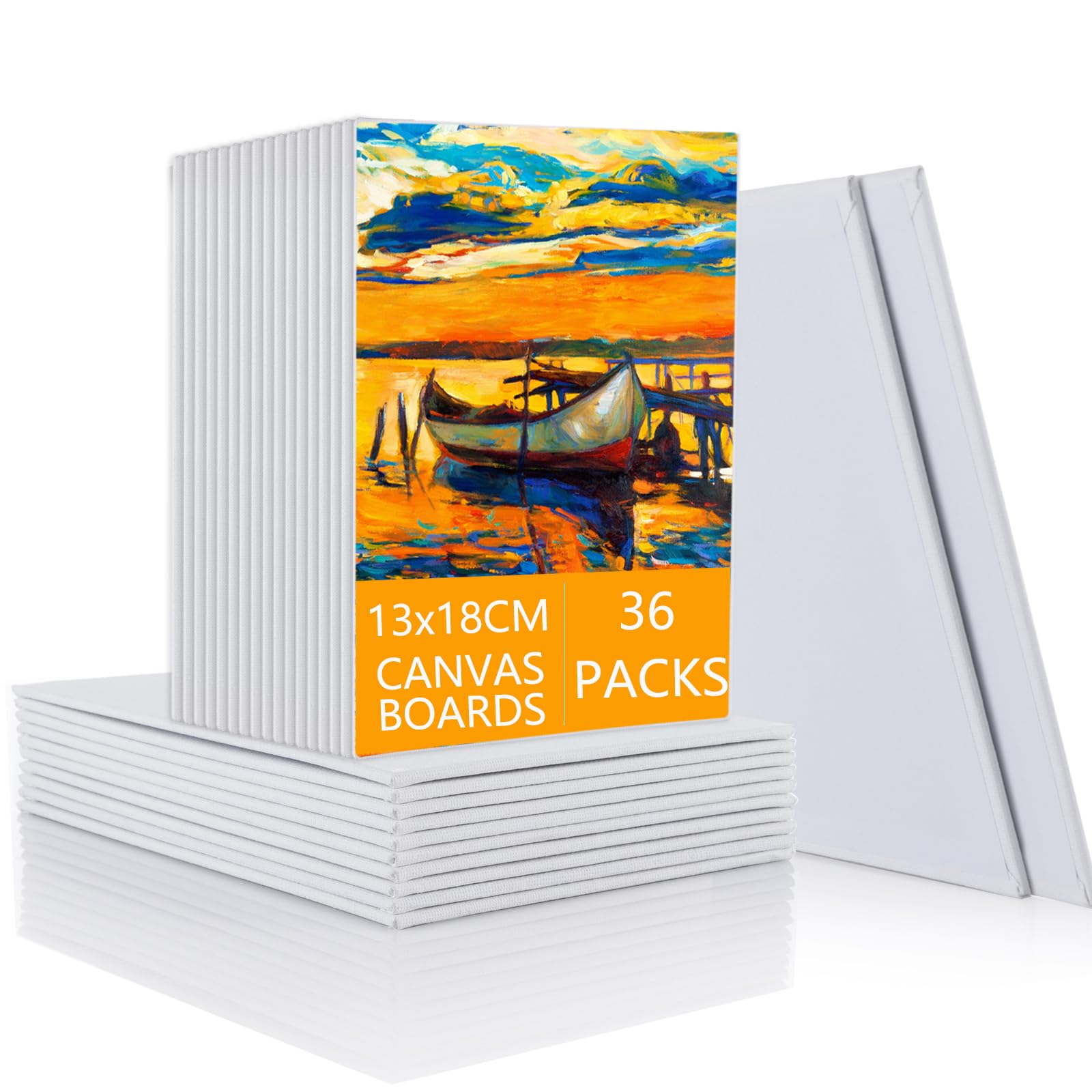 SHUESS 36 Pack Canvas for Painting - 13 x 18 cm (5 x 7 inch) Canvas - Blank Canvases for Art, Acrylic Painting and Watercolour
