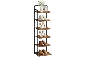 CHOEZON 6-Tier Vertical Shoe Rack, Narrow Shoe Tower, Corner Shoe Storage Organizer, Shoe Shelf, for Small Spaces, Industrial
