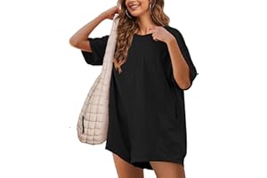 LTSCNRM Womens Tee Rompers Casual One Piece Hot Shot Oversized Overall Short Sleeve Reversible Athletic Workout Pockets