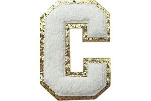 3Pcs Letter Patches Varsity Glitters Chenille,SPRT Iron on White Letter Patch,Alphabet Cloth Patch for Team Costume,Clothing,Bags,Hats,Dress Decoration 3.1in Height C(3 Pieces)