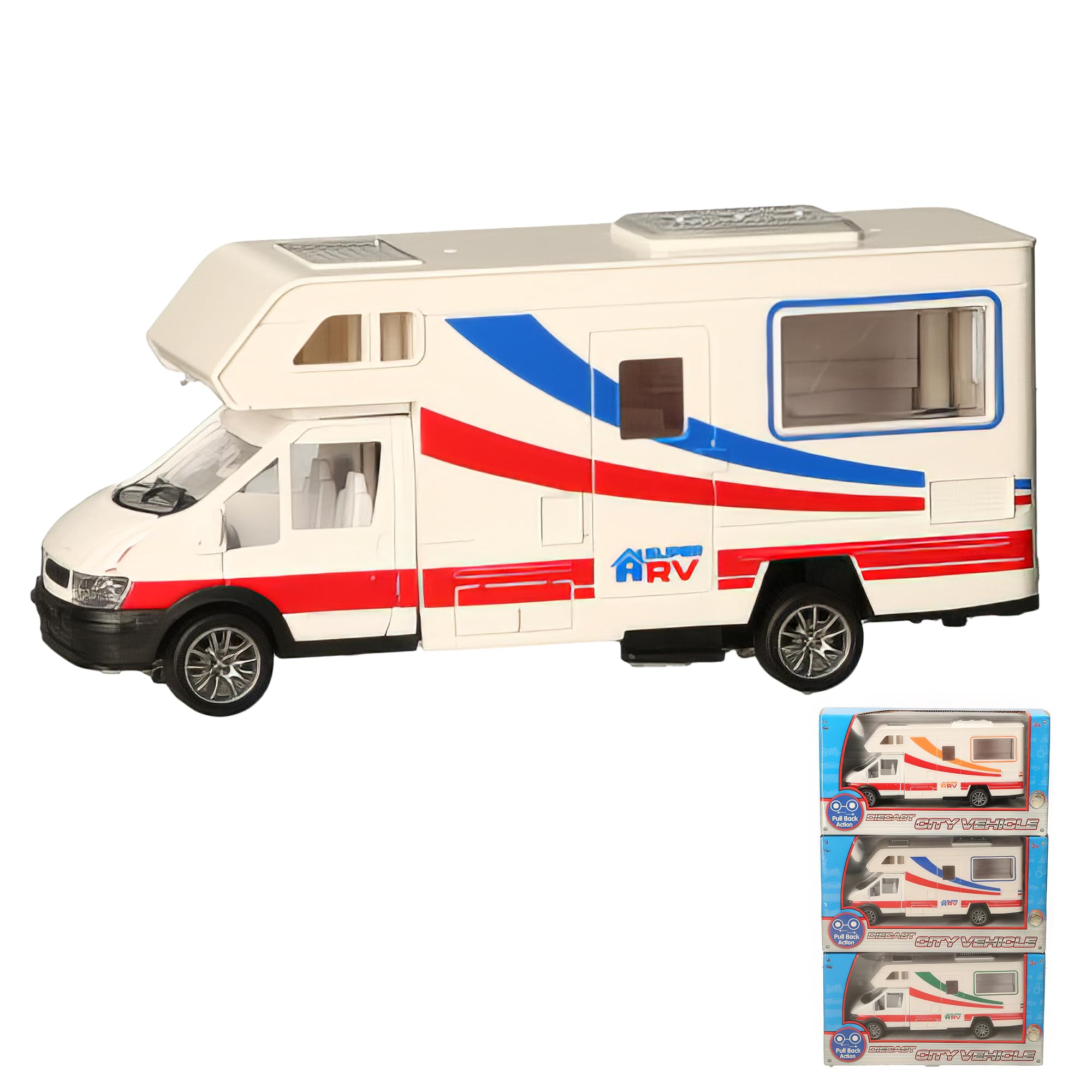D.A.Y. Republic 1:40 Scale Motorhome - Diecast White Camper Van Toy, Realistic Features, Great for Kids Gifts, Scale Toy for Boys and Girls
