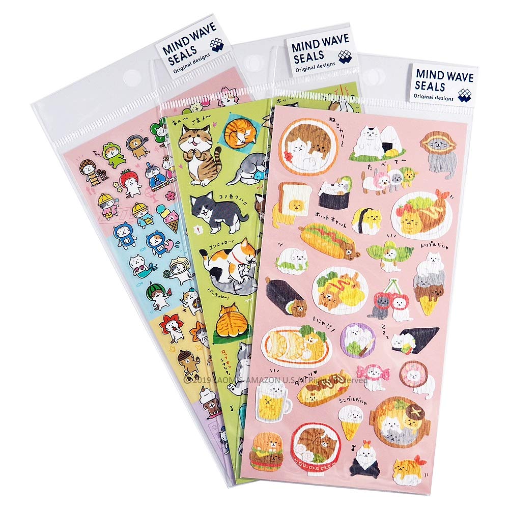 Mind Wave Japanese Washi Clear Cats Stickers Sheets Pack Of 3 7 7 738 Amazon In Home Kitchen
