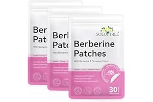 Berberine Patches for Women Men with L Glutamine, Berberine, Chromium, Pomegranate and Cinnamon - 3 Pack, 90 Patches