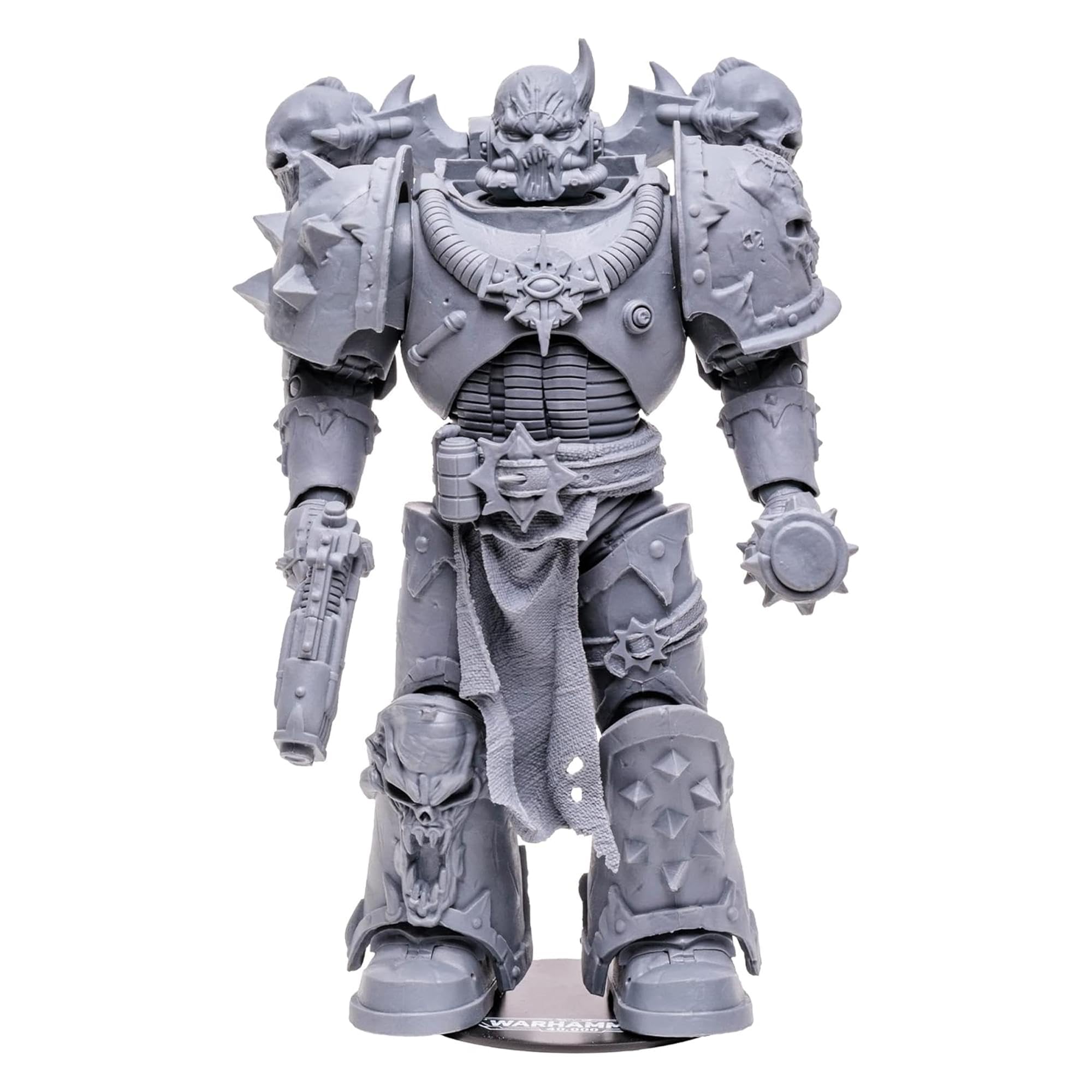 McFarlane Toys, Warhammer 40000 Chaos Space Marine Action Figure with 22 Moving Parts, Unpainted Collectible Warhammer Figure with collectors stand base, Customise Your Figure – Ages 12+
