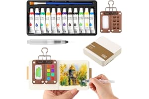 Mini Watercolor Travel Set, 2026 New Portable Pocket Artist Watercolor Paint Set with Picture Book, Convenient For Artistic C