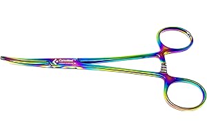 Cynamed Artzone Multi Color Hemostat Forceps with Serrated Jaws, Stainless Steel Rainbow Pliers