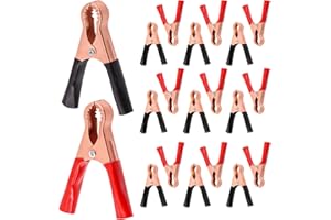 Tanstic 20Pcs 50A Insulated Alligator Clips, Black & Red Boot Battery Alligator Clamps, Heavy Duty Crocodile Clamps for Truck
