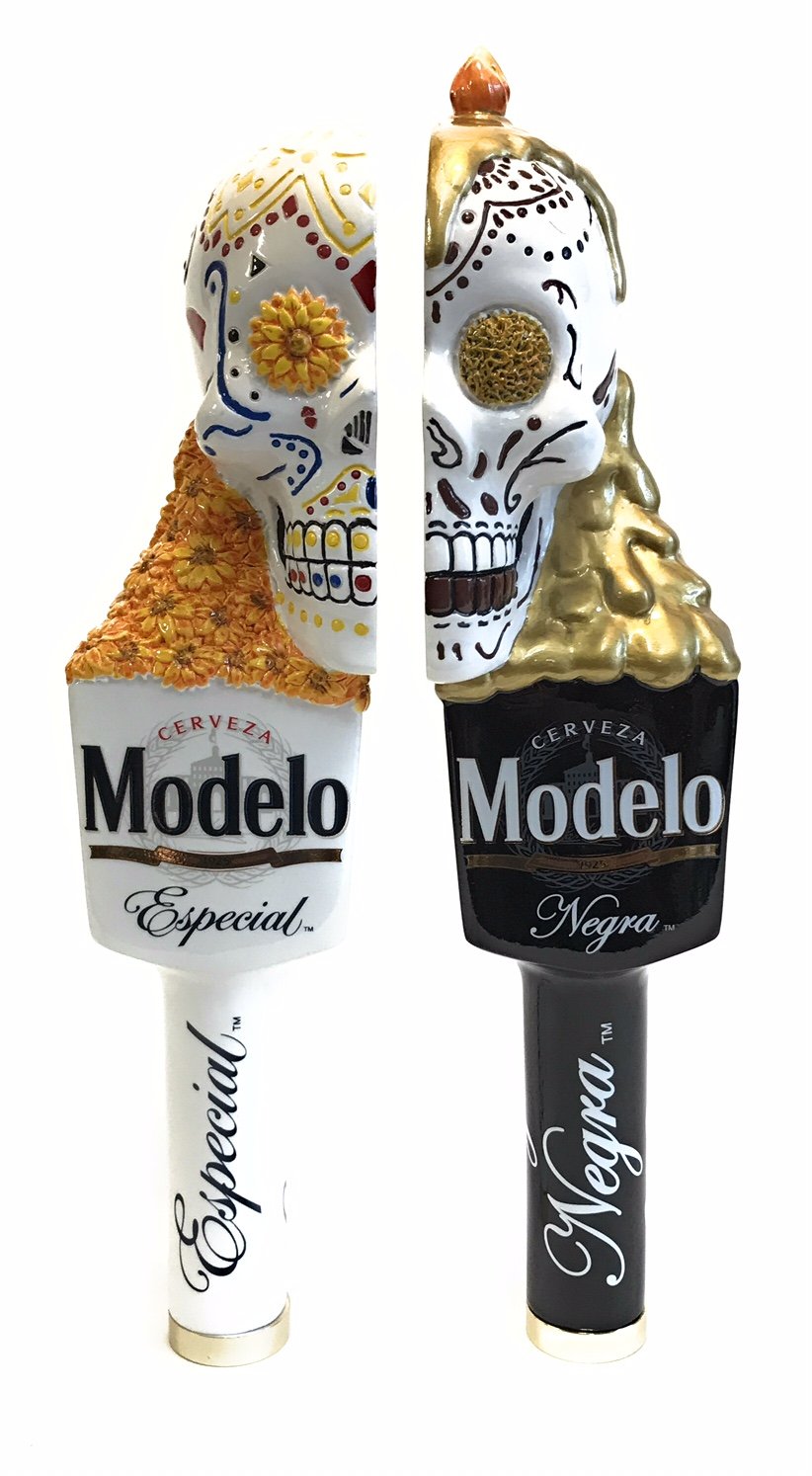 Modelo Dual Dia De Los Muertos Sugar Skull Tap Handles 12"