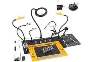 EOOKU Helping Hands Soldering Station with Heavy-Duty Steel Base, Non-Slip Silicone Pad, 10+ Magnetic Accessories Kit, 10X 5X Magnifying Lamp, Third Hand Soldering Tool for Craft PCB Jewelry Making Modeling