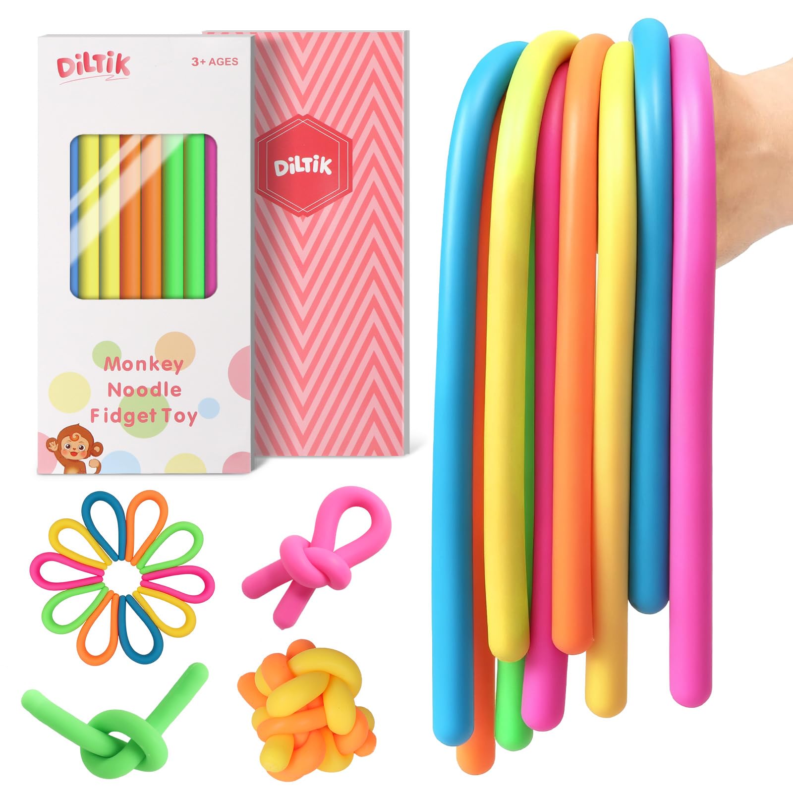 Photo 1 of 10 Pack Sensory Toys for Kids – Upgraded Extra-Thick Stretchy Sensory Strings for Autism, ADHD, Anxiety – Gift Box, Perfect Stocking Stuffers for Boys & Girls, Ideal for Travel or Classroom (Smooth)