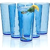 KOXIN-KARLU Mixed Drinkware 26-ounce Plastic Tumbler Acrylic Water Glasses, set of 6 Blue