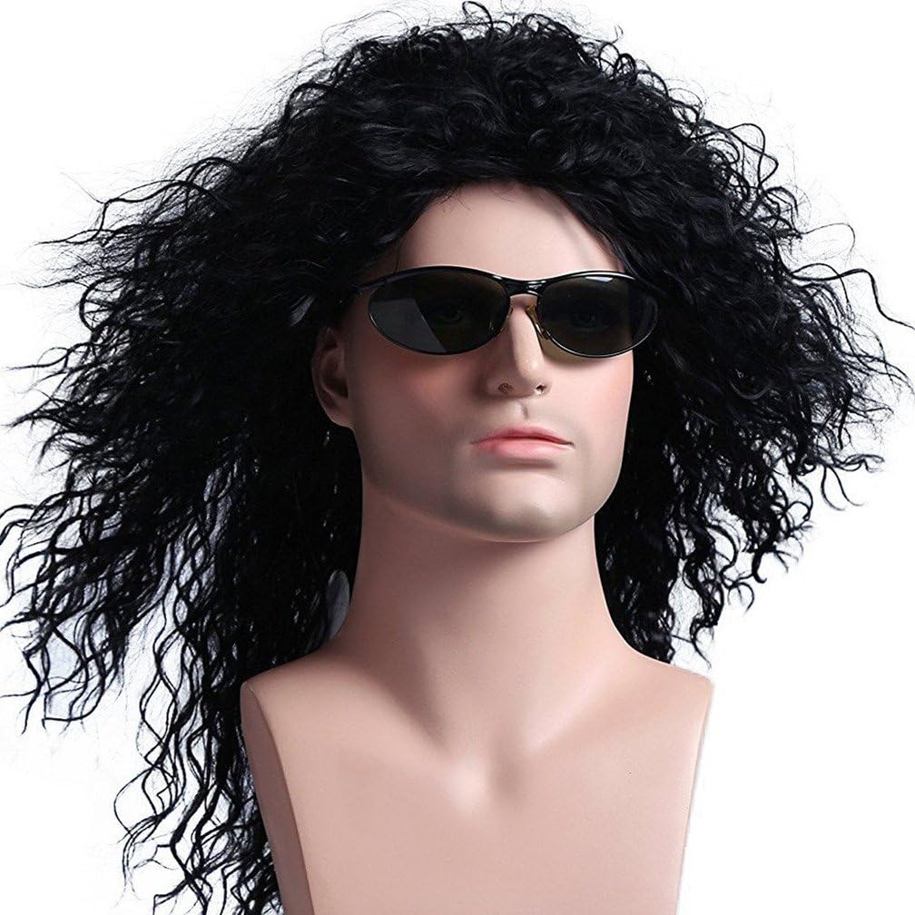 Menoqi Men's Curly Wigs Heat Resistant Wigs Synthetic Hair Wigs Natural Looking Wigs with Wig Cap WIG136Z