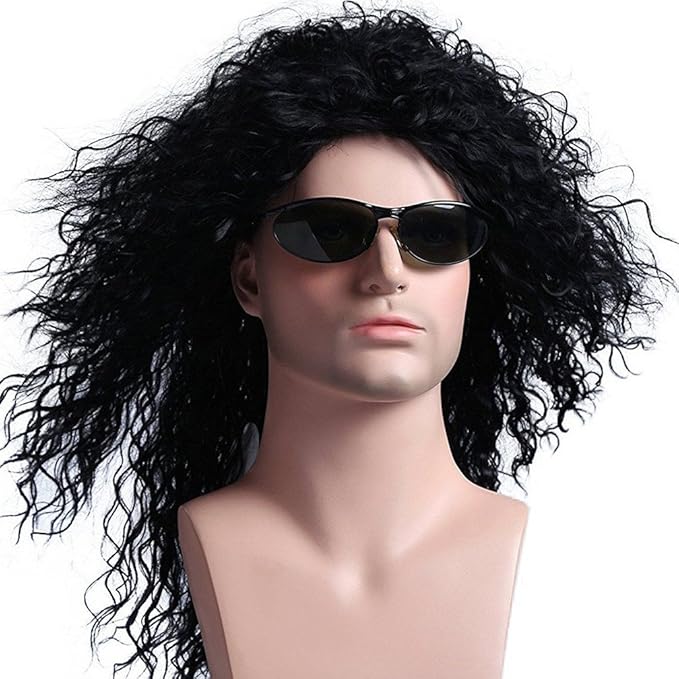 Menoqi Mens Wig 70s 80s Disco Rock Dude Wig Halloween