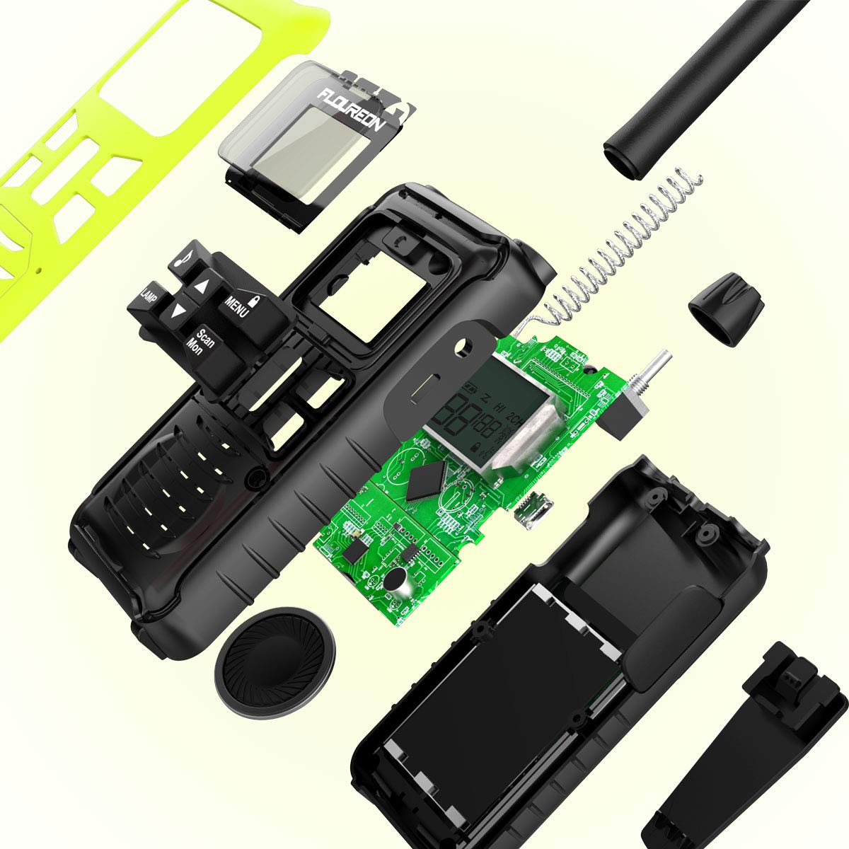 FLOUREON Walkie Talkie 4 Set Two Way Radios Long Range 22 Channel Handheld Talkies Talky for Cruise Ship/Indoor or Outdoor Comunication (Yellow)