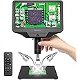 Andonstar AD409 HDMI Digital Microscope, 10.1 inch LCD Screen Soldering Microscope, 300X USB Electronic Microscope Camera for Professional PCB Soldering, Coin Collection, Supports Windows PC