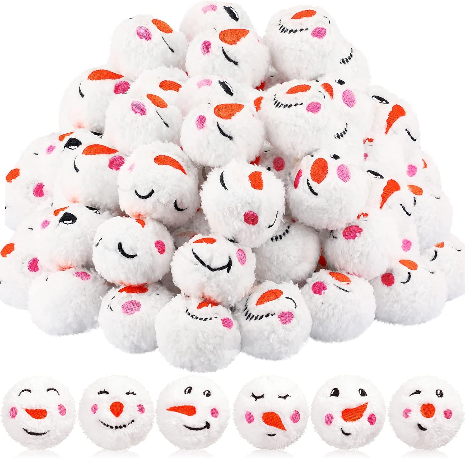 Artificial Snow - Civaner 120 Pcs Fake Snowballs for Kids Indoor, Snowballs Fights, Plush Snowman Snowballs Funny Snowball Toy for Christmas Snow Decorations Winter Family Games Balls(2.76 Inch)