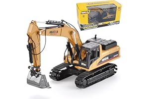 GEMINI&GENIUS Gemini & Genius Tracked Excavator Toys, 1/50 Scale Diecast Digger Construction Toy, Metal Vehicle Model with 360° Cabin Swivels, Great Gift, Playing Sand, Room Decoration and Collection for Kids