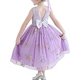 DeeFant Flower Girl Dress for Wedding Toddler Tulle Embroidered Lace V-Back Formal Birthday Party Dresses 2-7T