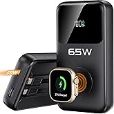 PANDUK Power Bank 20000mAh 65W Laptop Portable Charger for Apple Watch Built-in Cables, USB C Fast Charging Battery Pack LED Display, Travel Essentials for MacBook iPad Tablet iPhone 17 Galaxy S25