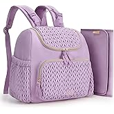 mommore Diaper Bag Backpack, Stylish Travel Baby Bag with Insulated Pockets, Changing Pad and Stroller Straps for Toddler (S-Purple, Small-17L)