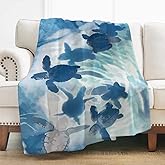 Levens Sea Turtle Blanket Gifts for Girls 50"x60", Sea Turtle Gifts for Women Turtle Lovers Birthday Ocean Animal Turtles Theme Decor for Couch Bed Sofa Travelling Soft Flannel Throw