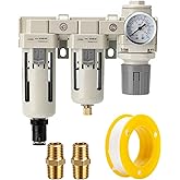 LNCHKA Air Filter Dryer 1/2 NPT Manual-Automatic Integrated-Double Air Filters,Air Pressure Regulator,Air Compressor Water Separator(0-150PSI)