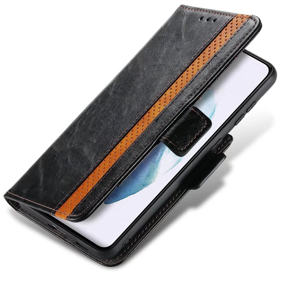 EasyShow Case Compatible with Motorola Moto G14 Case, Motorola Moto G14 Splicing Wallet Case with Card Slots, PU Leather Flip Cover Case for Motorola Moto G14-Black