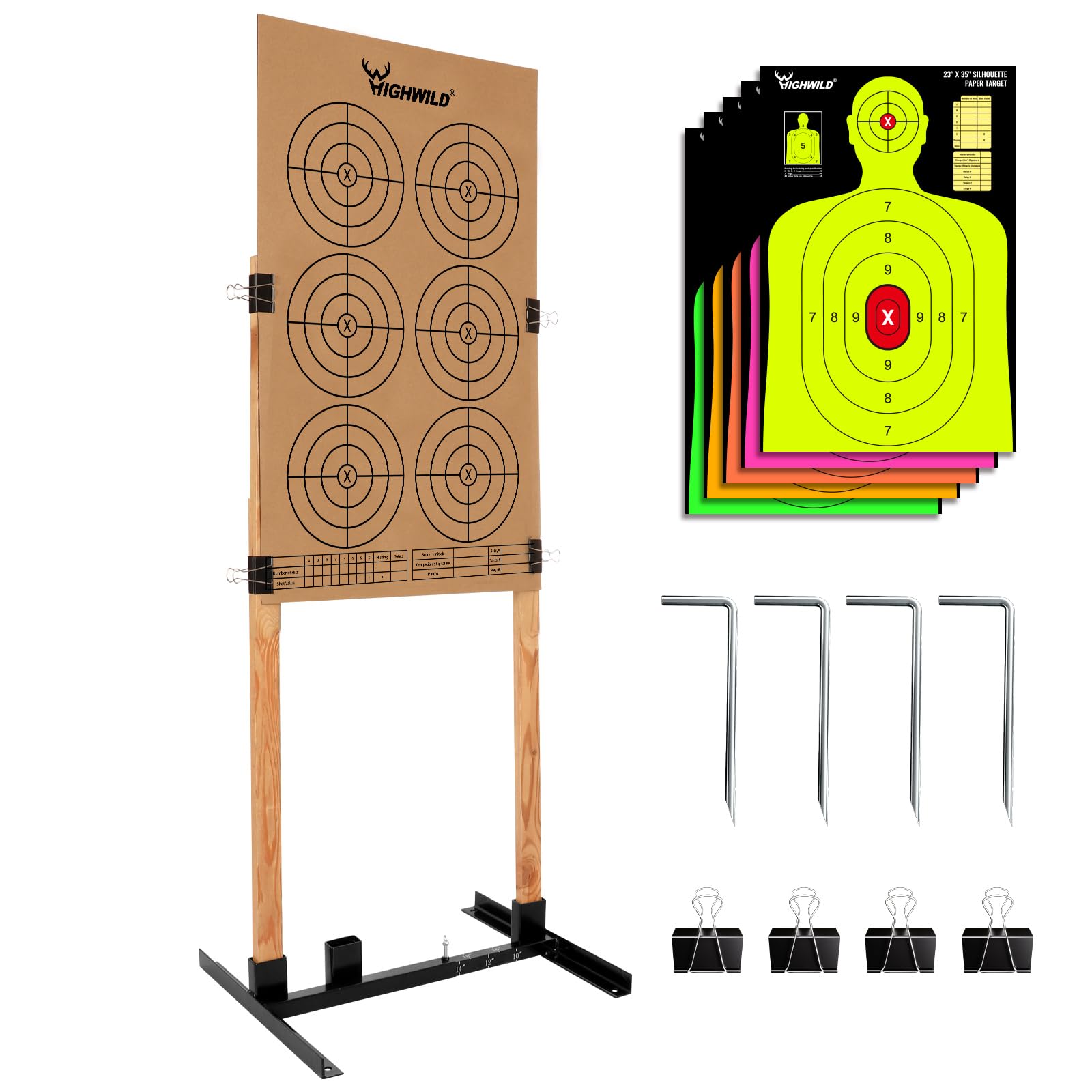 Photo 1 of Highwild Adjustable Target Stand Base for Paper Shooting Cardboard Silhouette H Shape Stand Base for Shooting Range 1x2 Wooden Target Station Setup - 1 Pack