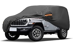 MORNYRAY Compatible with Jeep Wrangler 2 Door, Custom Fit JK JL TJ YJ CJ,Outdoor Waterproof Sun Rain Snow Hail Protection with Driver Door Zipper (Black, Custom Fit Jeep Wrangler 2 Door)