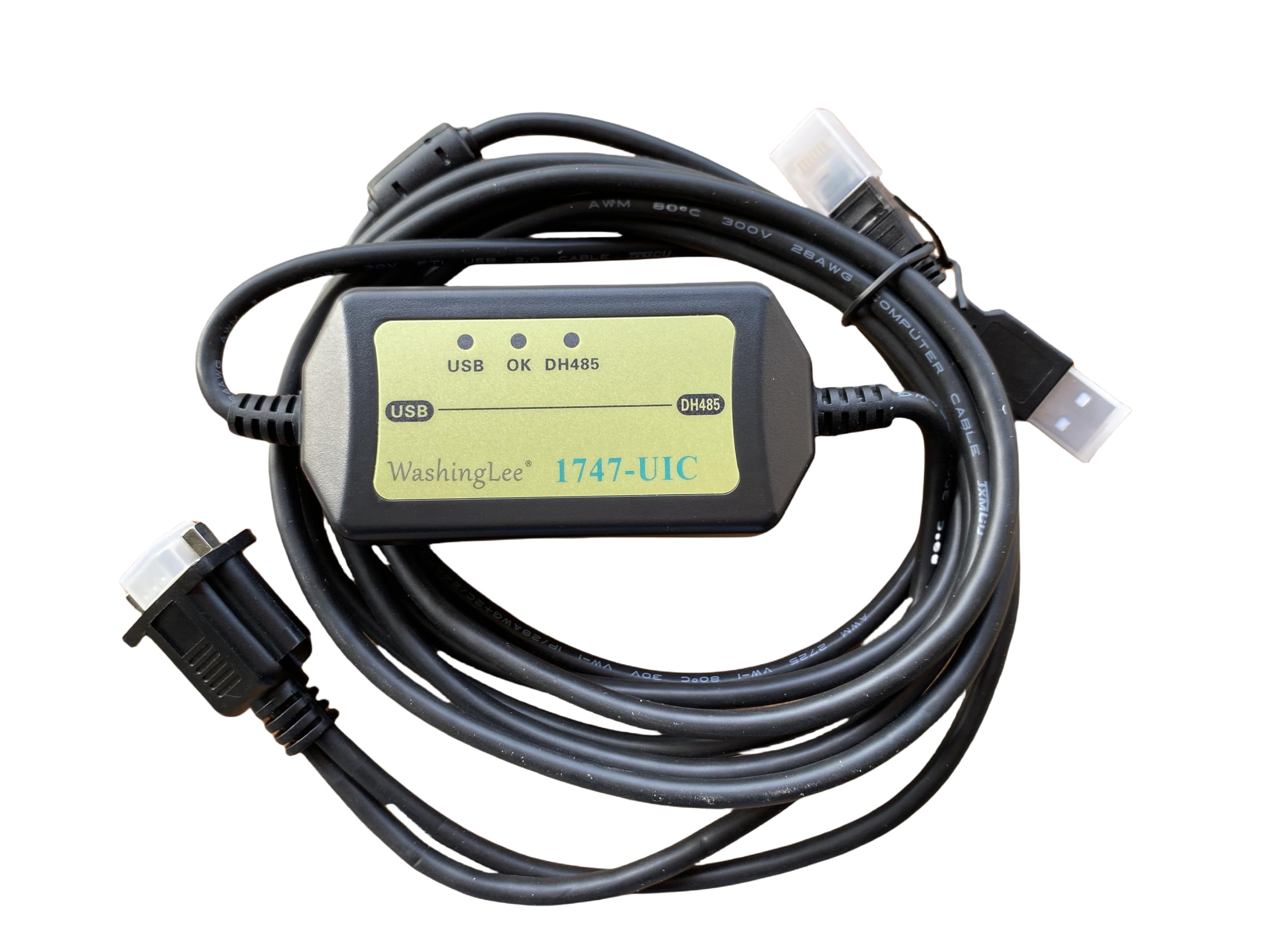 Washinglee 1747-UIC Programming Cable for AB PLC SLC5/01/02/03/05 and Micrologix 1000 Series, USB to DH485/RS485/RS232, for Allen Bradley 1747-UIC Repalcement — image 1