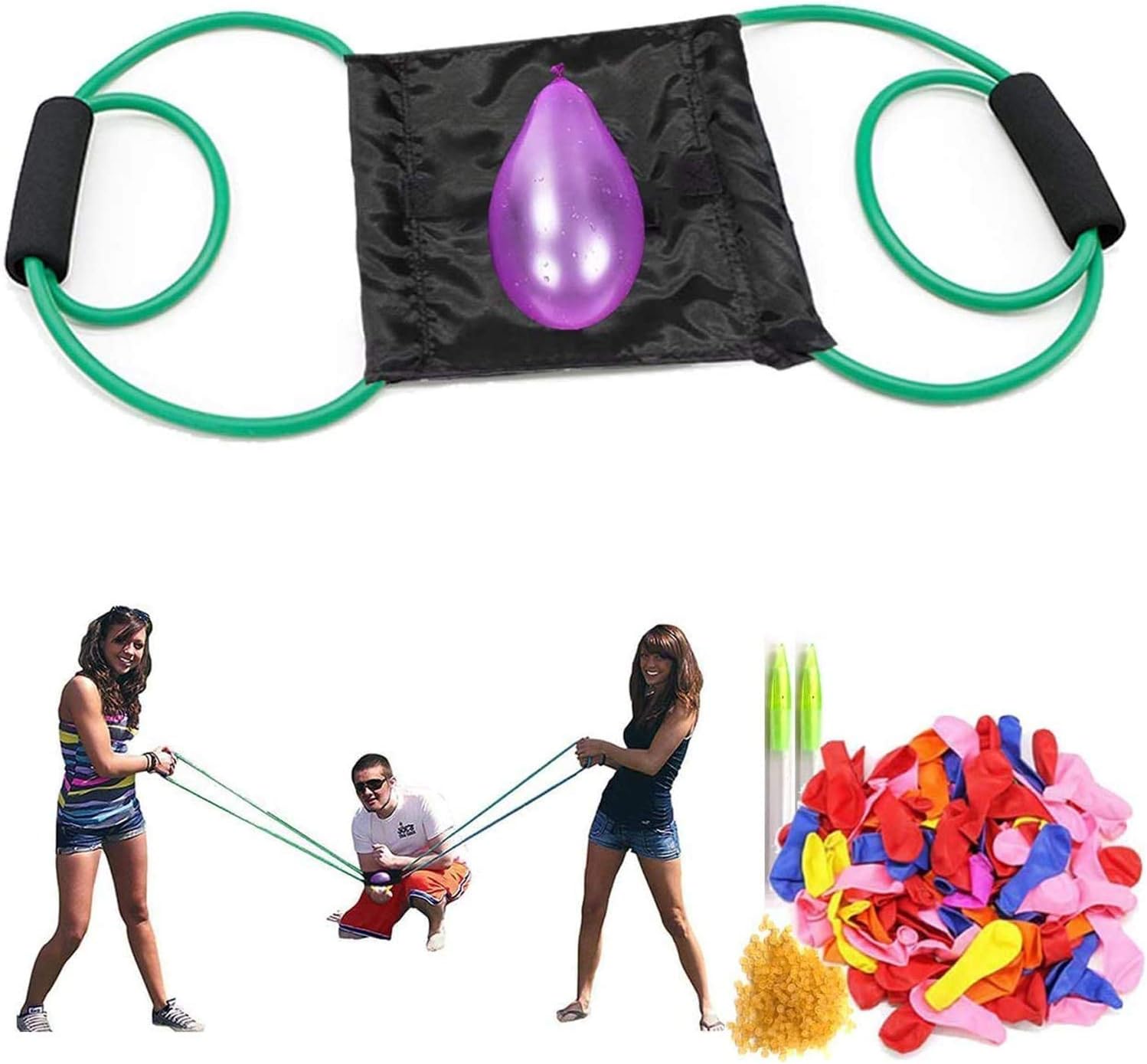 KWOLYKIM Water Balloon Launcher 300 Yard 3 Person Water Balloon