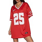 SOLY HUX Women's Y2K Jersey T-Shirt Dress Short Sleeve Oversized Hip Hop Graphic Tee Mini Dresses