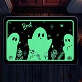 QIONG MENG Halloween Door Mat Rug Ghost Decorative Glow in The Dark Doormats Luminous Entrance Rugs Floor Front Mats for Farmhouse Home Kitchen 17 x 27 Inch