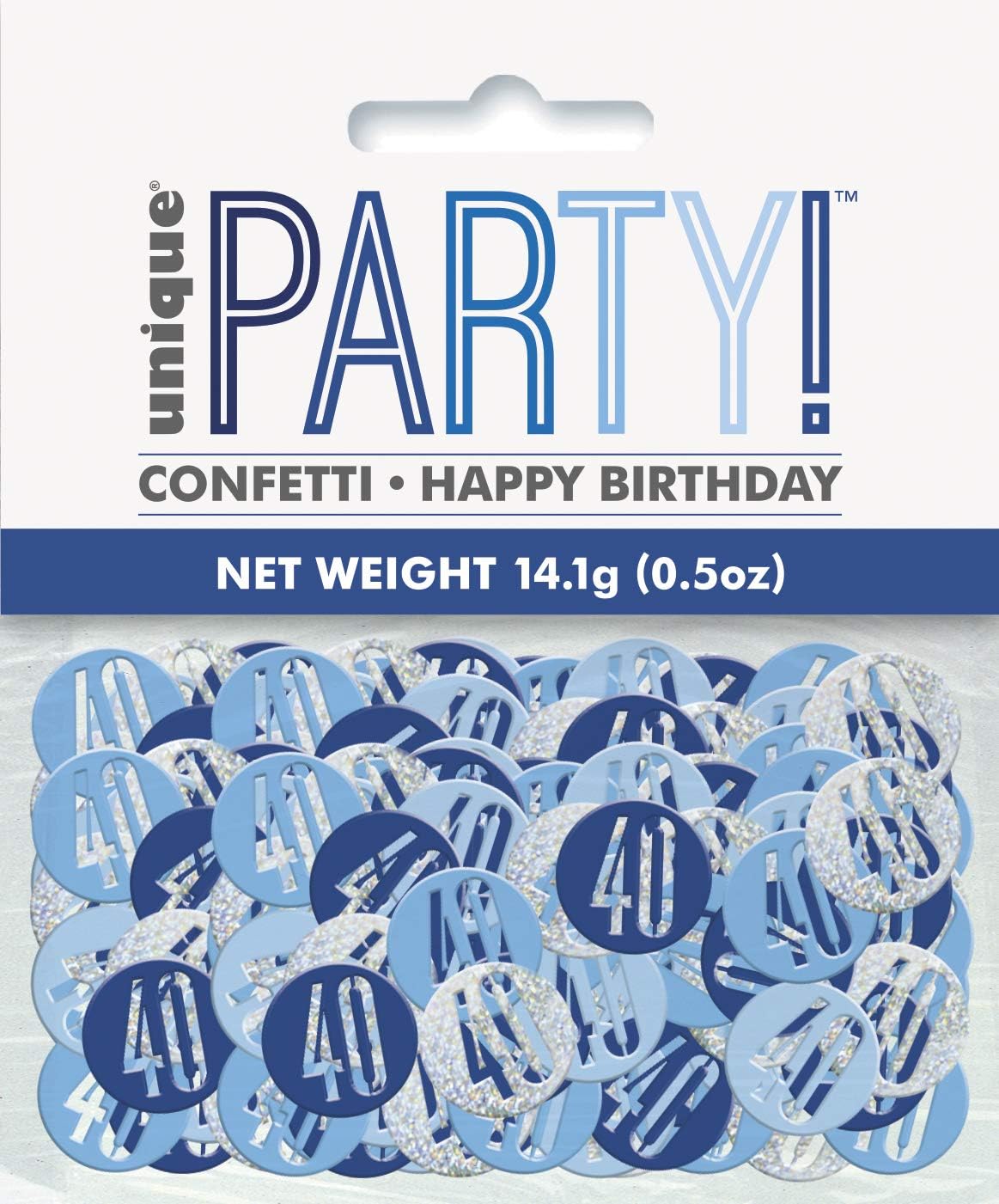 Unique Party 83840 - Glitz Blue & Silver 40th Birthday Confetti, Age 40